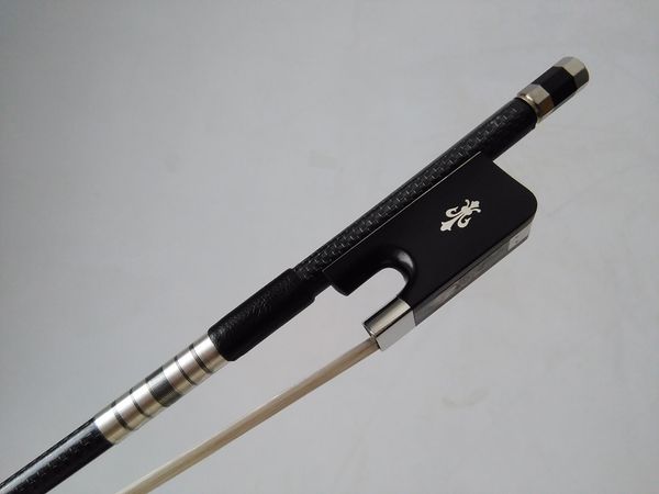 

pro silver wire inlay nice quality bass bow 3/4 ebony frog with carved flower