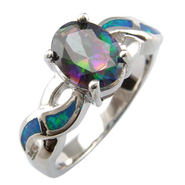 Мода опалового кольца Мистическое радужное каменное кольцо