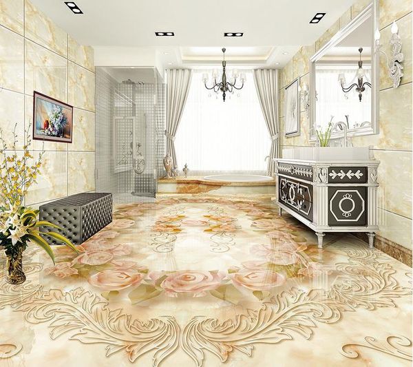 

3d flooring for living room and bedroom european classic stone pattern floor mural wallpaper