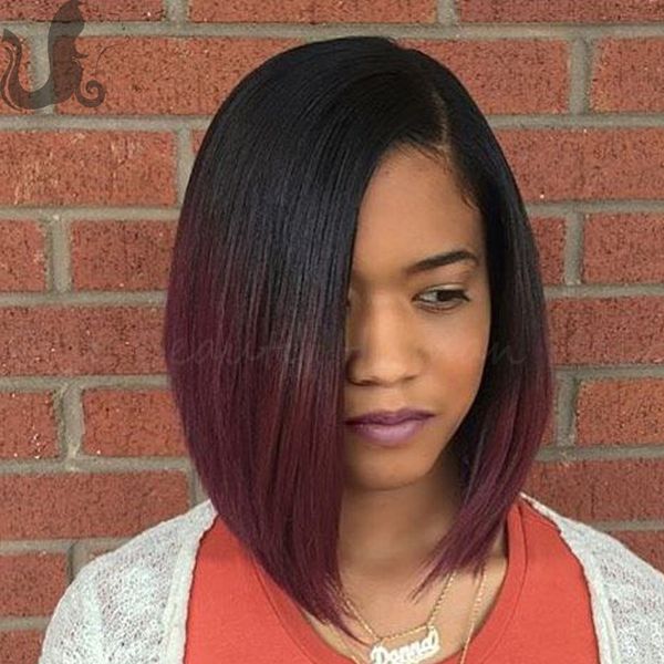 Two Tone 99j Red Ombre Bob Full Lace Wigs Bleached Knots For Black Women Dark Roots Silky Straight Bob Lace Front Human Wig Lace Human Hair Wigs Full