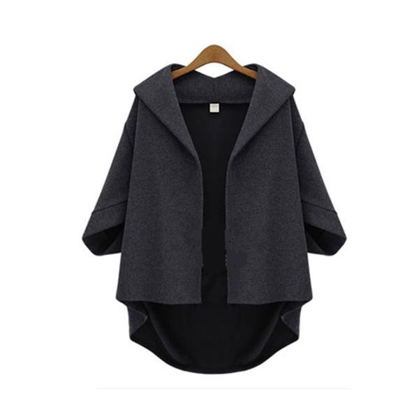 

wholesale-brand new women autumn winter jackets v-neck asymmetric length jackets for women batwing sleeve women cardigans open stitch, Black;brown