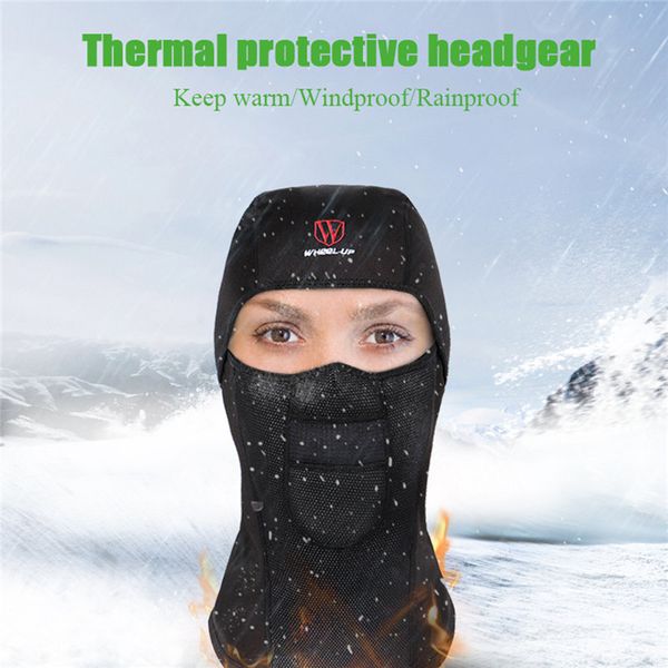 

wholesale- wheel up bike cycling mask scarf pollution breathable winter cap hat bicycle mask windproof warm fleece full facemask headwear, Black