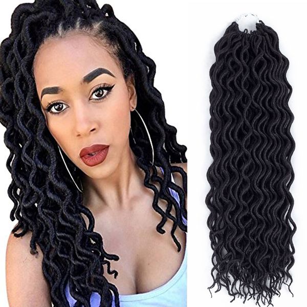 18 22 Curly Goddess Faux Locs Crochet Hair Deep Wavy Faux Locs