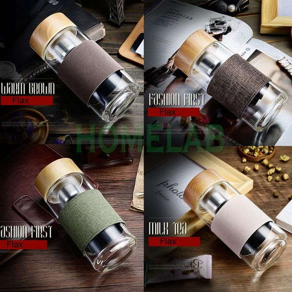 

european style 400ml glass water bottle with tea infuser strainer heat resistant travel car office drinking bottles teacups za16
