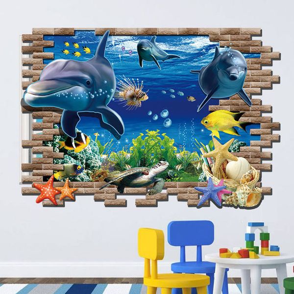

finding nemo 3d ocean shark cartoon pvc underwater world wall stickers wholesale fashion creative personality wall decals ing