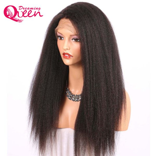 

brazilian kinky straight wig full lace human hair wigs for black women pre plucked with baby hair, Black;brown