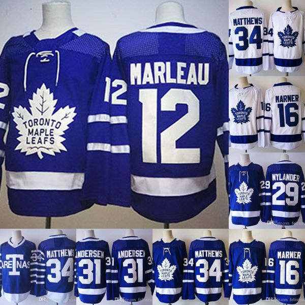 

12 Patrick Marleau 34 Auston Matthews 16 Mitchell Marner 29 William Nylander 2017-2018 Toronto Maple Leafs Hockey Jerseys Andersen Jersey