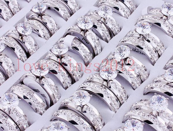 

8 мм из нержавеющей стали серебро CZ каменные кольца Xmas подарок 20Set=40 шт. оптовые партии