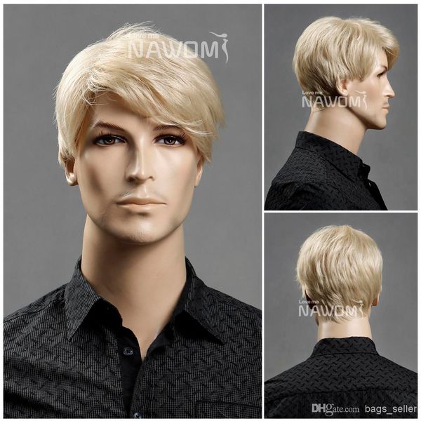 Full Cap Blonde Wig For Men Short Fashion Style 2014 New Arrival
