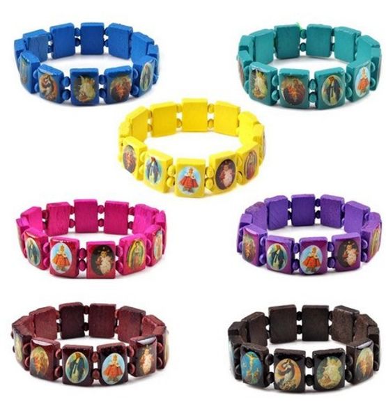 

Wholesale-Fashion Wooden Jesus Bracelet Wooden Saints Rosary Religious for best friend