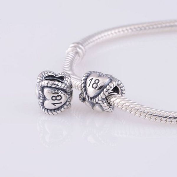 

Подходит Pandora оригинальный подвески браслет 925 стерлингового серебра шарик сердце номер 18 европейский шарм DIY ювелирных изделий оптом