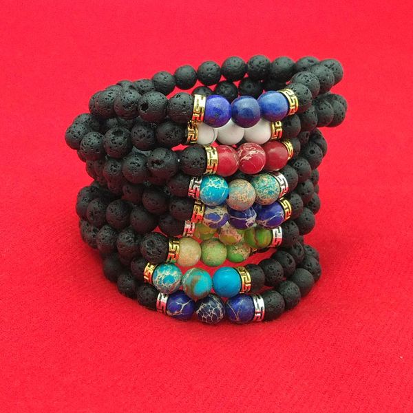 Lava Rock Stone Breads Bracelet Stone Natural Stone Turquoise Buda Bracelets Boleteira Maninas Meninas Menina Jóias de Moda