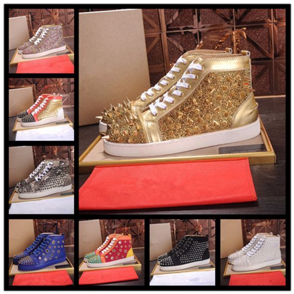 

2017 новый мужская обувь красное дно кроссовки роскошные свадебные туфли,натуральная кожа louisfalt шипы шнуровке повседневная обувь черный, Black