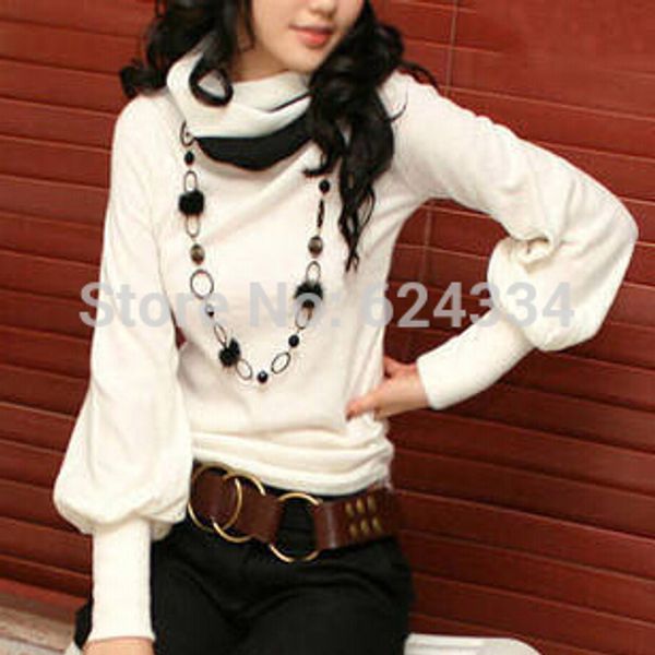 

blusas femininas 2014 elegant woman's autumn winter cotton long sleeved shirt women blouses, White