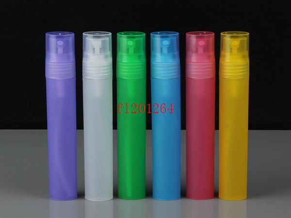 2000 adet / grup Ücretsiz Kargo 10 ML Plastik Sprey Şişeleri Boş Atomizer Kozmetik Kapları Doldurulabilir Seyahat Parfüm Şişesi