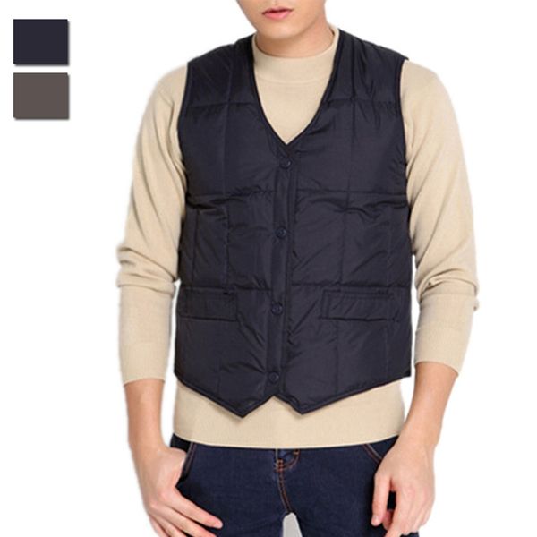 

fall-new men's winter warm down vest casual middle-aged waistcoat v-neck single breasted sleeveless jacket asia/tag size -3xl, Black;white