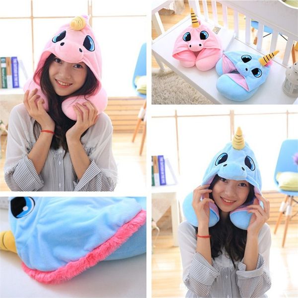 

2 color 30*23cm u shaped pillow with cap cartoon massage pillow travelling pillows office household sleeping pillow ia1004