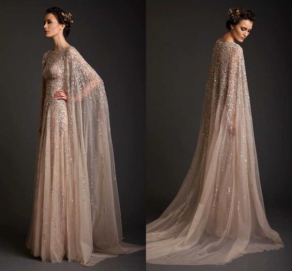 

Krikor Jabotian 2015 Вечерние Платья Круглый Вырез Блестки Тюль Плюс Размер Шампанское Платье Выпускного Вечера С Плащом На Заказ Вечернее Платье Выпускного Вечера