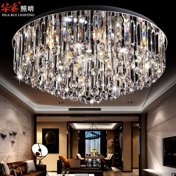 Modern Circular Crystal Surface Flush Mount Ceiling Lamp Stainless