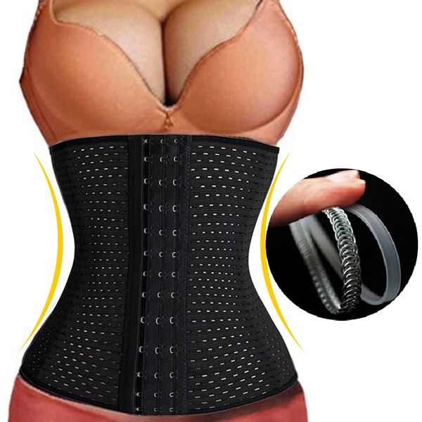 

wholesale-2015 summer style corset underbust shaper belt waist training corsets bustiers steel bone latex waist cincher waist trainer, Black;white