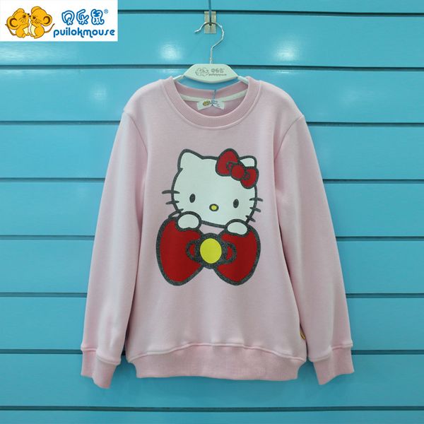 

wholesale-2015 autumn new brand children's clothing,girls hellokitty long-sleeved cashmere sweater coat,kids sports coat, Black