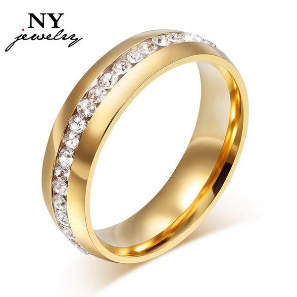 

18k gold plated crystal wedding rings for wome stainless steel ring promotion discount, Silver