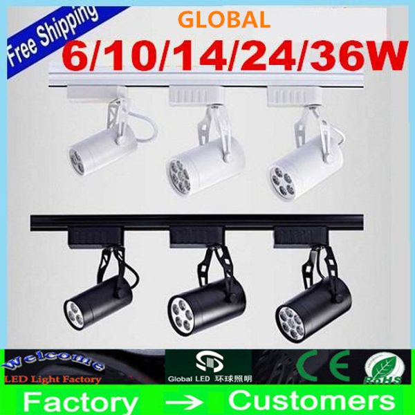 

быстрый корабль световой трек 6w 10w 14w 24w 36w 120 угол луча теплый белый светодиодный потолочный светильник ac 85-265v светодиодное точеч