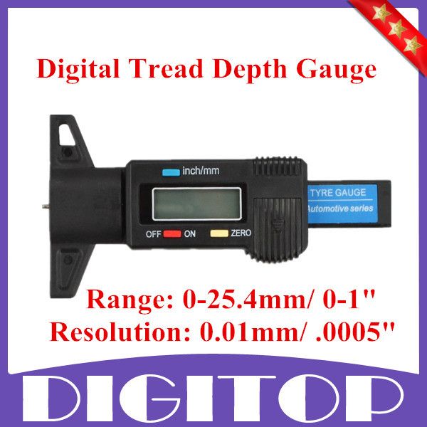 

wholesale-new car tyre digital tread brake pad shoe gauge depth tester guage black 0-25mm / 0-1" ing