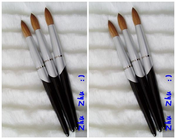 

new design nail tools black metal handle #10-#24 kolinsky round sharp professional painting nail acrylic brush 1pcs/lot, Yellow