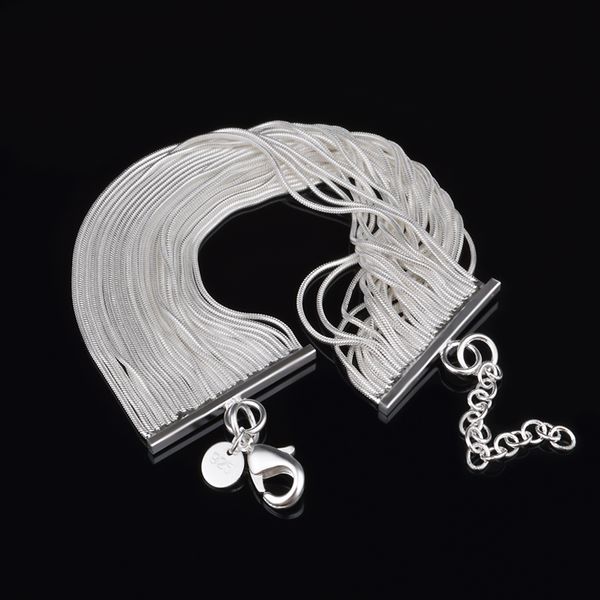 

with tracking number sale 925 silver bracelet snake bone row chains bracelet silver jewelry 10pcs/lot 1596, Black