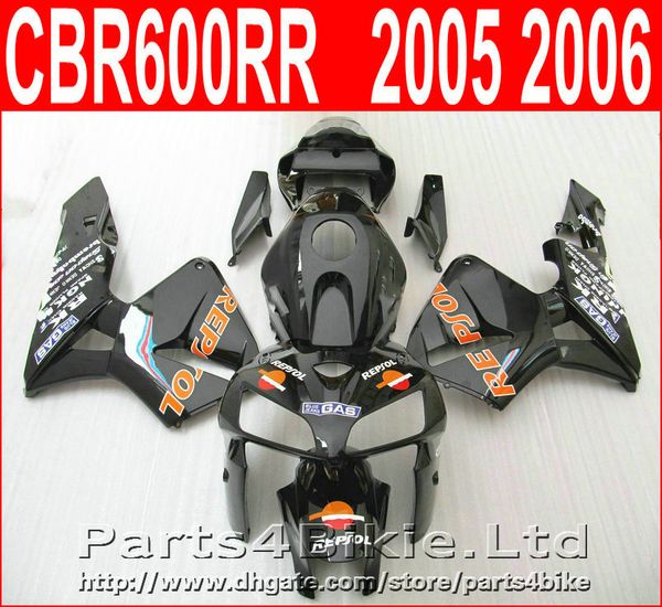 

Глянцевый черный repsol стиль кузова для Honda обтекатель комплект CBR600RR 2005 2006 CBR 600 RR CBR 6