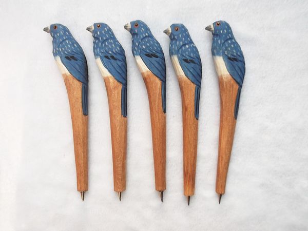 

50pcs/lot wholesale wood carving cute animal ballpen princess cartoon creative novelty pens ball point for kids, Blue;orange