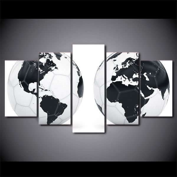 Acheter Hd Imprimé 5 Pièces Toile Art Peinture Noir Blanc Football Affiche Carte Du Monde Mur Photos Home Decor Livraison Gratuite Cu 2853c De 3819