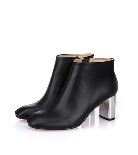 

sale~b093 34/40 black genuine leather silver high heel ankle short boots luxury designer inspired ce