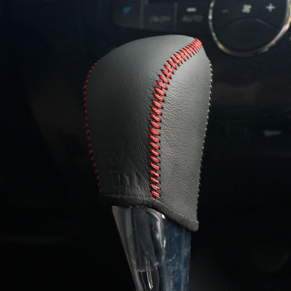 

case for nissan tiida 2011 sentra sylphys automatic gear shift knob cover hand-stitched genuine leather diy gear covers leather accessories
