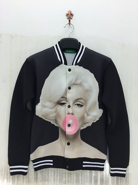 

2014 зима 3D печатные сексуальные девушки Мэрилин Монро Рианна мужские куртки Женск