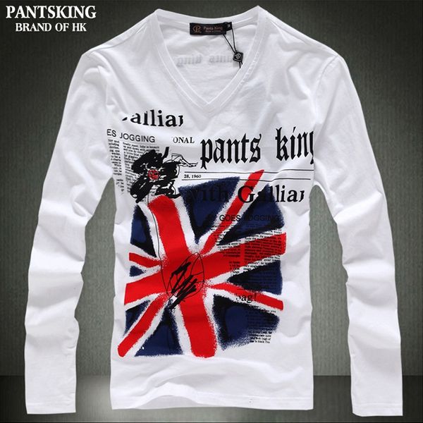 

wholesale-new autumn fashion casual cotton t shirt men england flag t shirt men long-sleeved t shirt size s-xxl, White;black