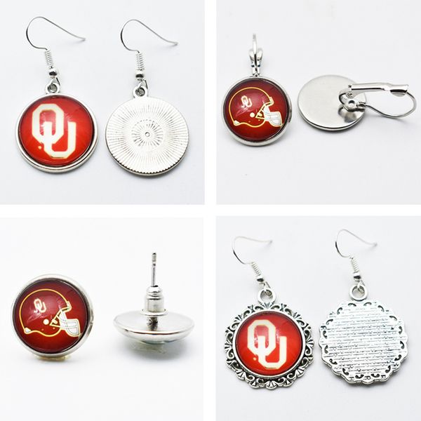 

10Pairs Charm Sports Team NCAA Oklahoma Glass Stud Earrings/Pendant Earrings For Women Jewelry Gift