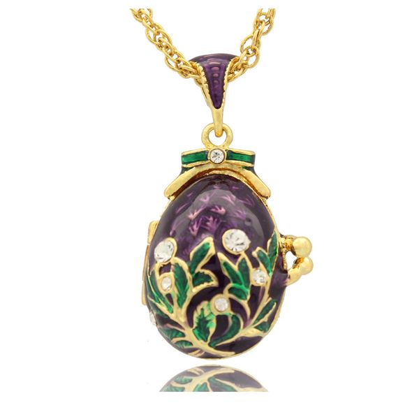 con cadena Collar MYD Jewellery con colgante de huevo ruso de Fabergé diseño de flores
