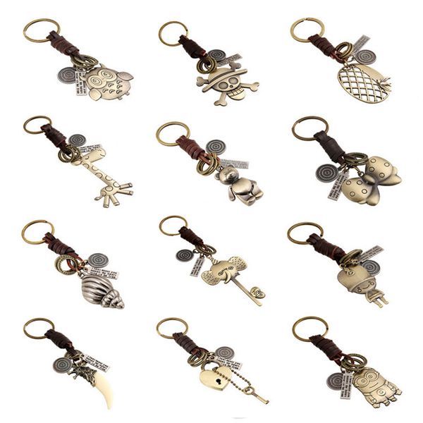 

13 стиль старинные кос натуральная кожа брелок сова миньоны раковина кулон брелок мужчины женщины любовник брелки ювелирные изделия dcbj921, Slivery;golden