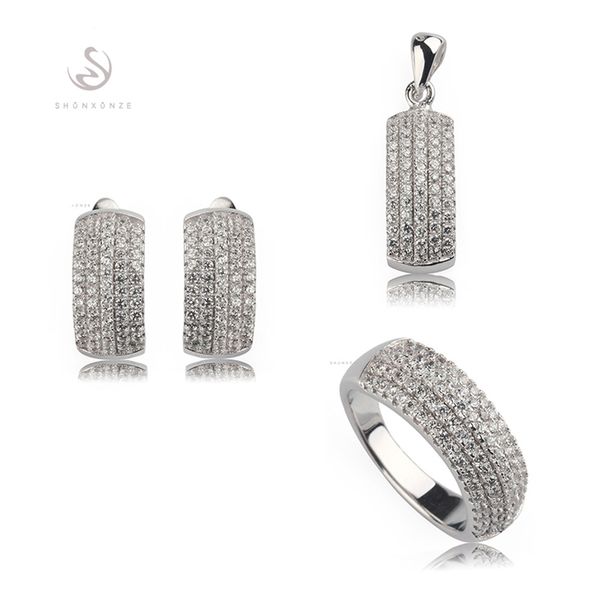 

brand new noble generous mn3167set sz#6 rock white cubic zirconia vintage copper rhodium plated charm heart set (ring/earring/pendant, Silver