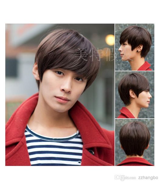 2019 Short Hair Handsome Man Hand Braided Wig Hair Fashion Male Hand Needle Craft Hair Clean And Fresh Vitality Is Black Full Lace Brazil Kabell From