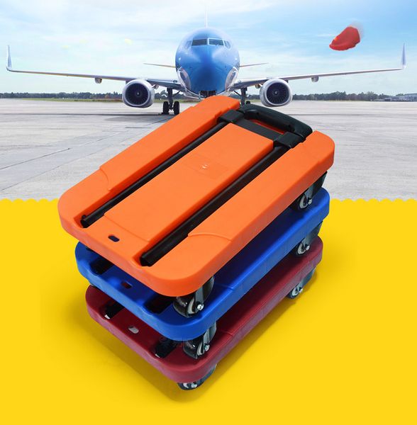 

200kg loading mute wear-resisting wheels folding flat trolley luggage pull rod cart shopping cart portable stainless steel folding truck