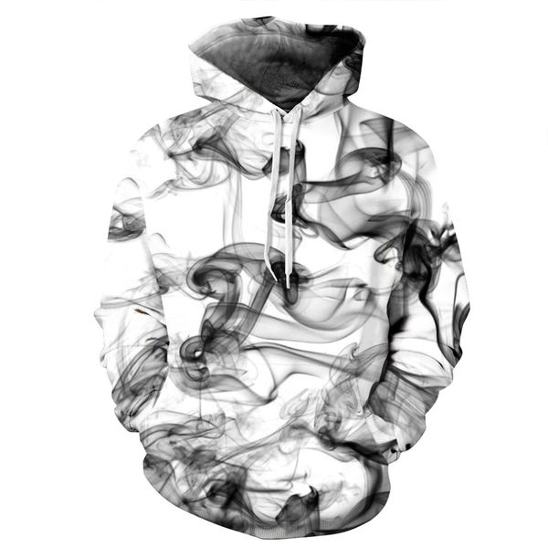 

wholesale- mr.1991inc new autumn winter men/women 3d sweatshirts print watercolor dreamy smoke lines animal thin style hooded hoodies sw001, Black