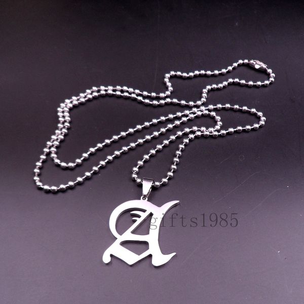 

new design letter a fashion pendant charm stainless steel silver necklace