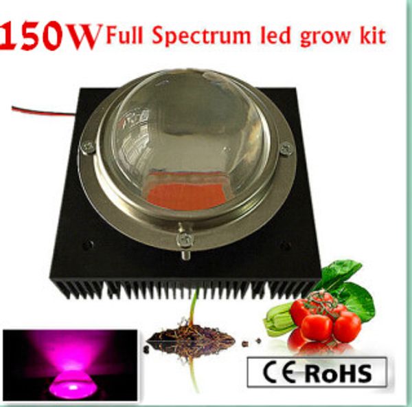 Tatsächliche Leistung 150W DIY LED Grow Kit, 150W LED Grow Light Chip + Netzteil + Große Kühlkörper + Fan und Treiber + Big Lens + Reflektor