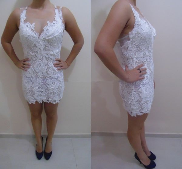 

2019 lace short party dresses jewel neck sleeveless above knee length sheath prom gowns zipper back custom made pa20, Black