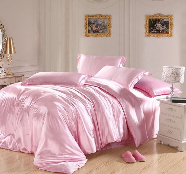 Light Pink Bedding Sets Silk Sheets Satin California King Size