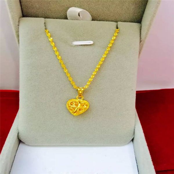 

24k gold filled heart-shaped women pendant necklace, 18", Silver