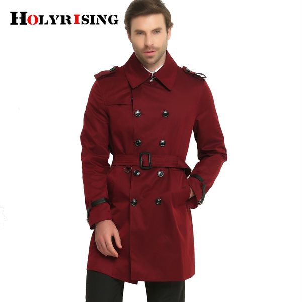 

wholesale- spring trench coat men windbreak short double button wind coat slim dust coat male turn collar bomber jacket s-6xl holyrising, Tan;black